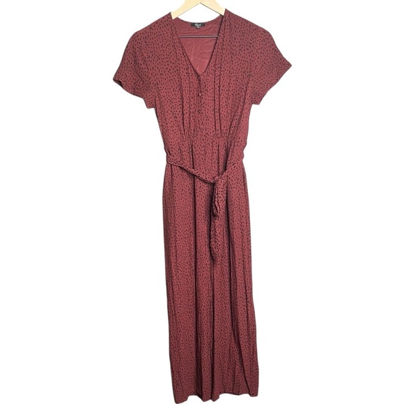 Rails Jet Jumpsuit in Rust Spotted Belted Size XS V-Neck - Picture 2 of 7